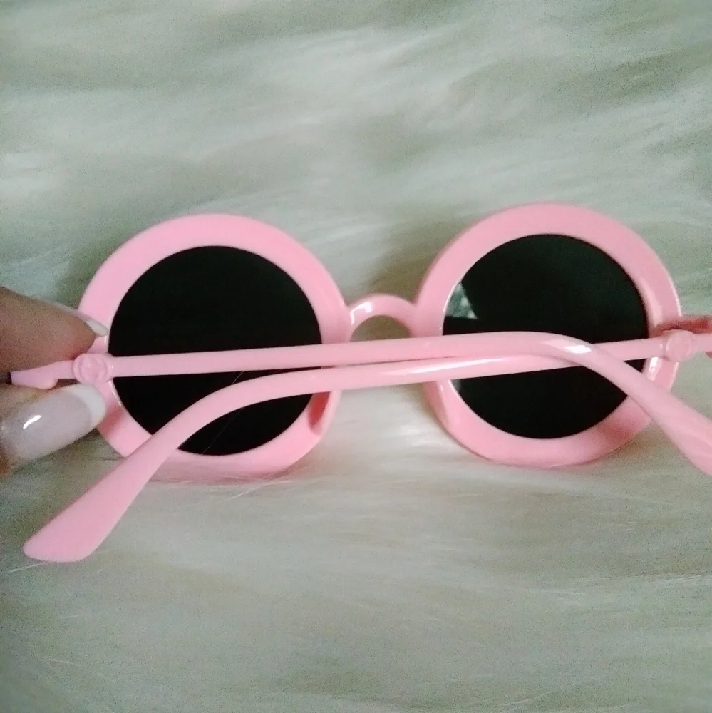 Pink French inspired rainbow mirrored sunglasses. Gold bee accents. Or g…